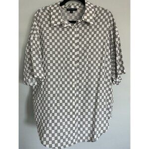 Urban outfitters Blue Blush Oversized Grey Checkered L Button Up